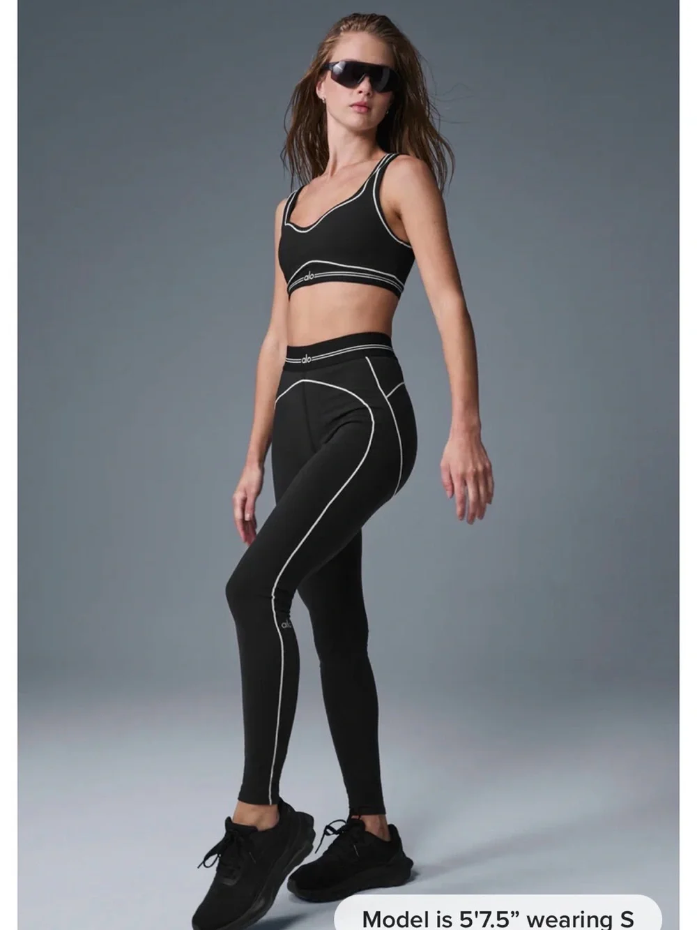 Alo Yoga Black Airbrush Heart Throb Sports Bra